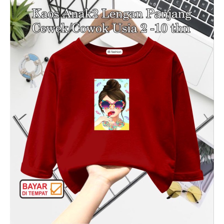 ((IB))KAOS ANAK PEREMPUAN PANJANG/CEWEK PERMEN DIGITAL SABLON