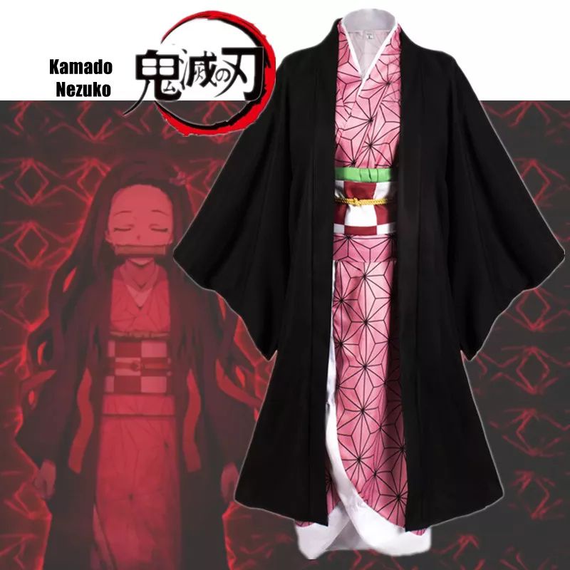 [COD] Cosplay Kostum Nezuko Kamado Demon Slayer Full set Sandal Nezuko Wig