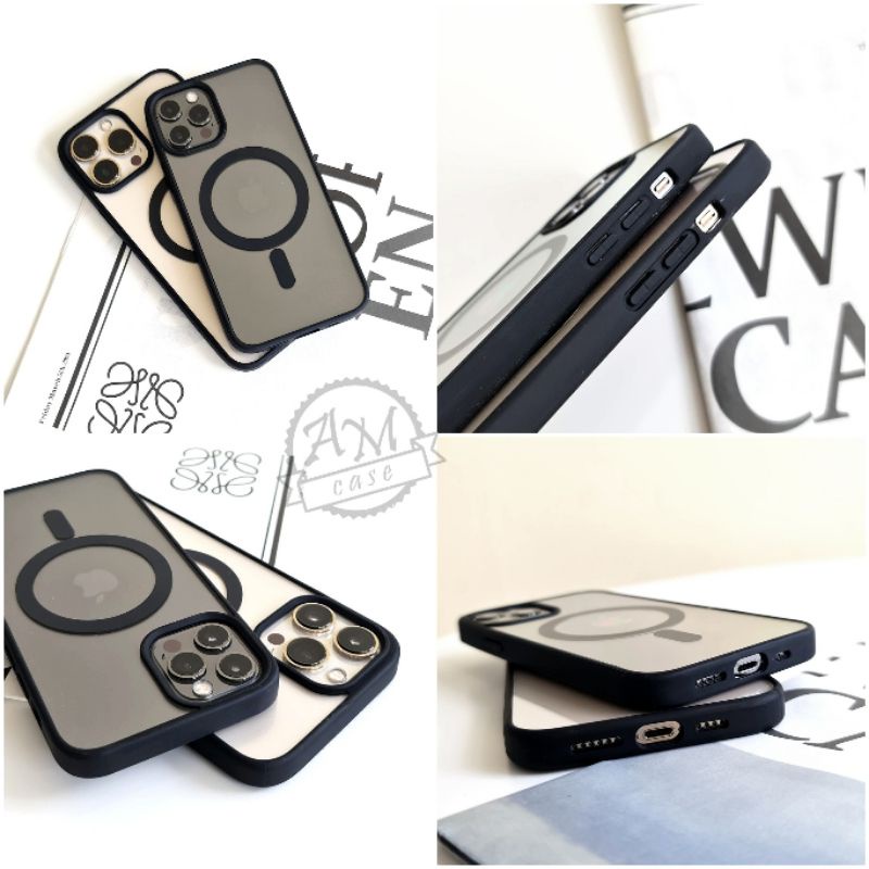 BMAG - IPHONE 7 8 SE 2020 2022 7 PLUS 8 PLUS 14 14 PRO 14 MAX 14 PLUS 14 PRO MAX XR XS XS MAX 11 11 PRO 11 PRO MAX 12 12 PRO 12 PRO MAX 13 13 PRO 13 PRO MAX | MAGSAFE BLACK EDITION MATTE CASE CLEAR ACRYLIC