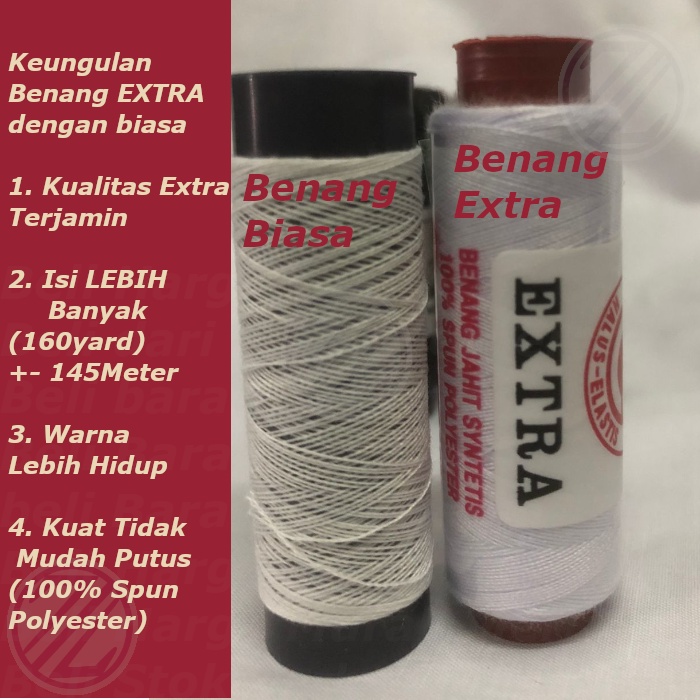 Benang Jahit Renteng Merek EXTRA 160yard/connes  ukuran 40/2 per 6pcs