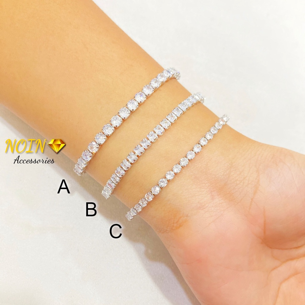 Gelang Serut Wanita Silver Full Permata Anti Karat Lapis Emas Aksesoris Fashion Daily Yaxiya Jewelry