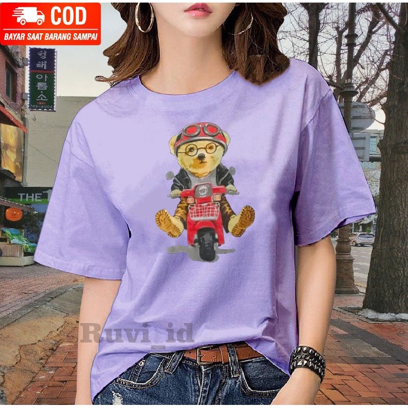 Ruvi_id-KAOS DISTRO / BELI 3 GRATIS HEADSET EXTRA BAS / KAOS WANITA / KAOS BERUANG NAIK MOTOR KEKINIAN / KAOS PRIA / KAOS WANITA KOREAN STYLE / KAOS IMPORT / KAOS OBLONG / BLUS / T-SHIRT / ATASAN KEKINIAN / KAOS KATUN COMBED / KAOS OVERSIZE / KAOS MURAH