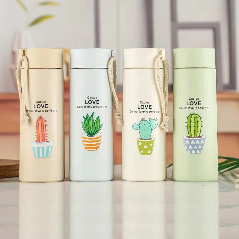 LUCKY BOTOL KACA Termos Tumbler Unik Motif Tanaman Cactus Kaktus Animal Six Oup 450 ML My Bottle GLASS MATERIAL