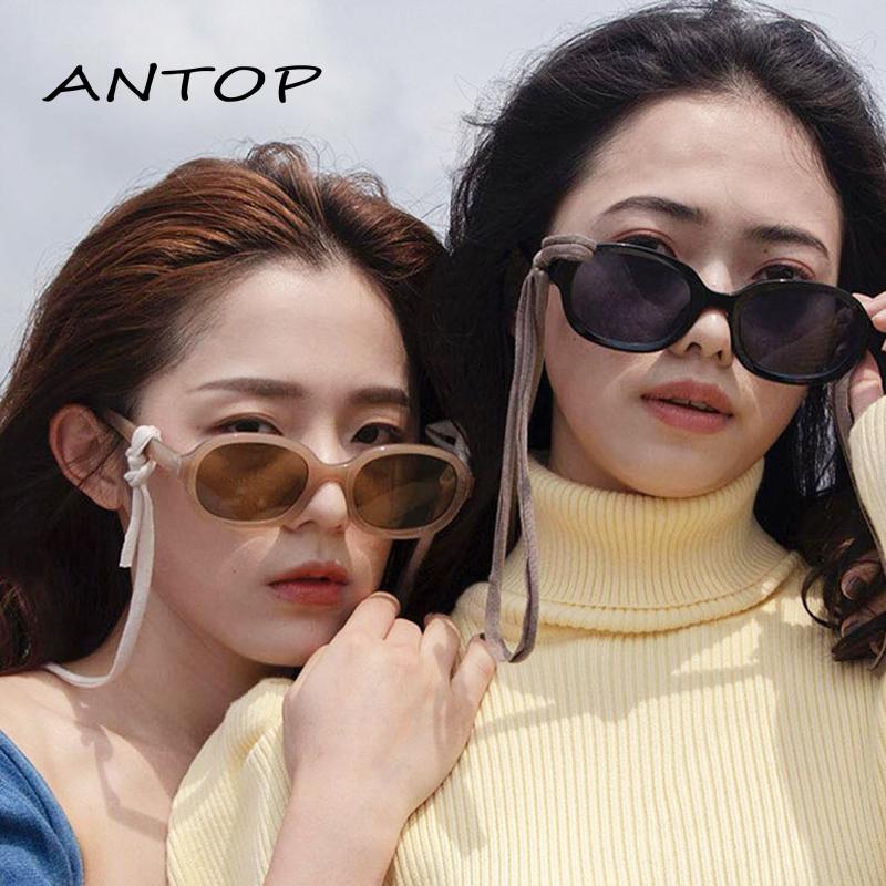 【antop】Kacamata Hitam Bentuk Oval Gaya Vintage Untuk Wanita