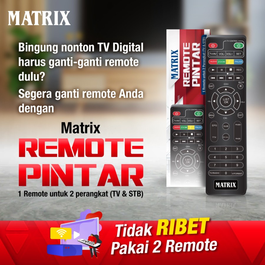 Remote Pintar Matrix Untuk 2 Perangkat STB &amp; TV