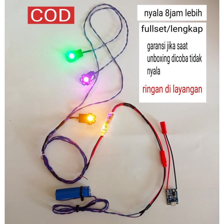 lampu rgb mainan, layang layang fullset.