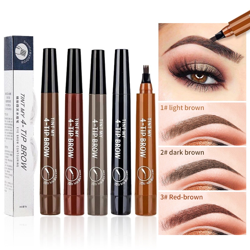 Automatic Pensil Alis Bercabang Empat Eyebrow Pencil Tahan Air PigmenOriginal 4 Warna