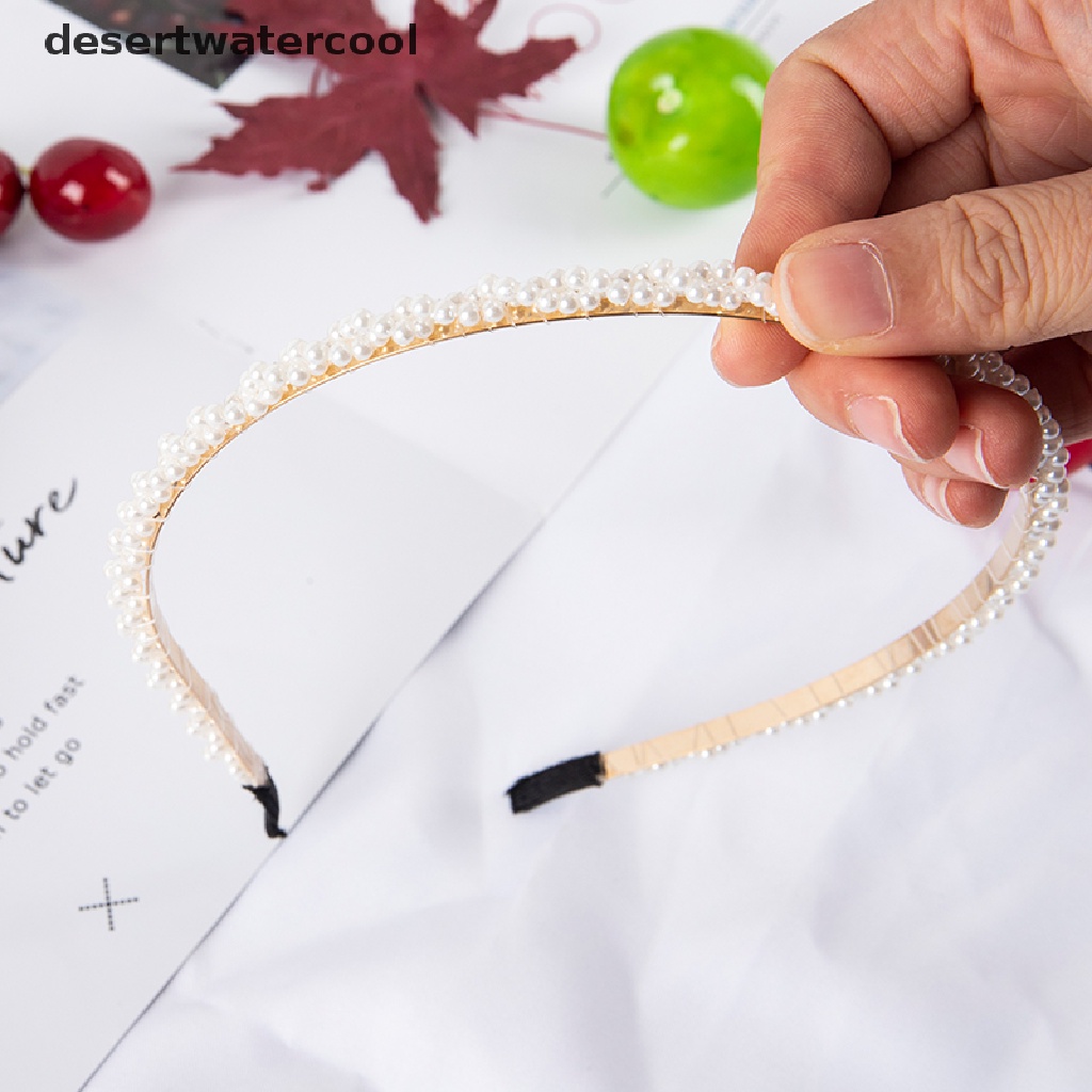 Deid Bandana Handmade Gaya Korea Desain Bunga Hias Mutiara Imitasi Untuk Wanita