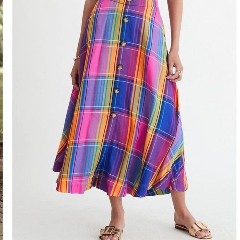 Ann Tayl*r plaid midi skirt