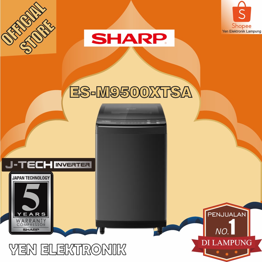 Mesin Cuci SHARP ES M9500XT Mesin Cuci 1 Tabung 9,5kg Garansi Resmi SHARP 5 Tahun