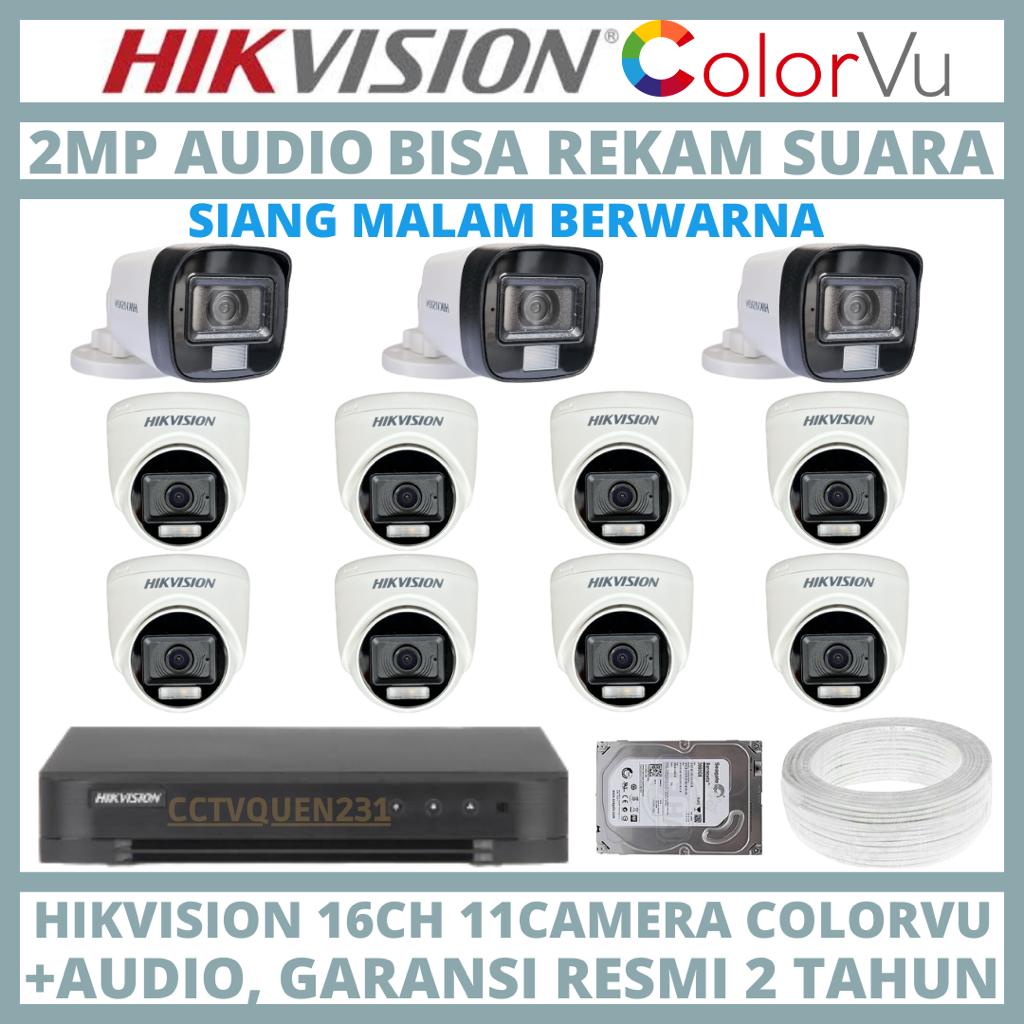 PAKET CCTV HIKVISION COLORVU 16 CHANNEL 11 CAMERA COLORFUL TURBO HD KAMERA CCTV