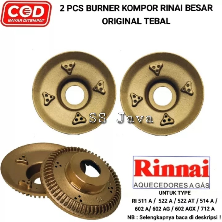 2 PCS Burner kompor gas RINNAI ukuran besar original tebal untuk kompor type RI 511A / 522 A / 522 A