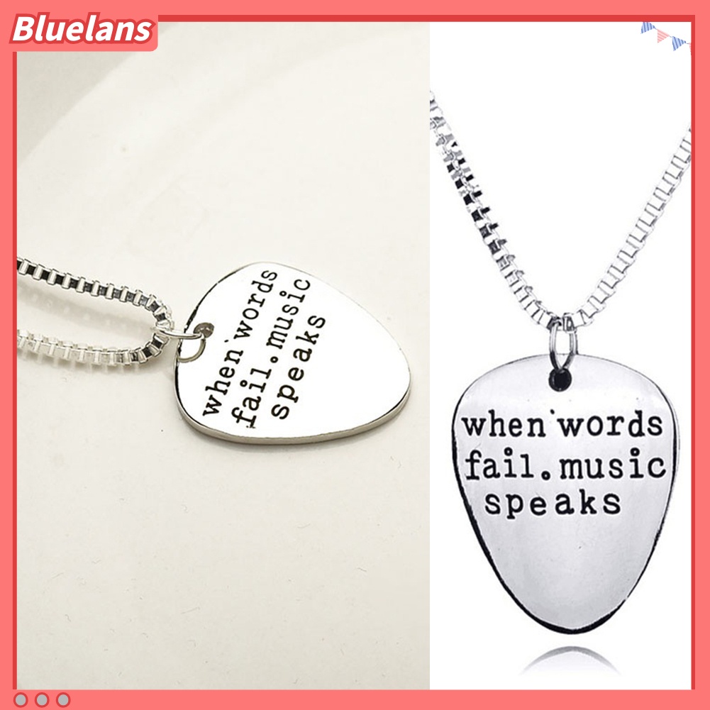 Bluelans Men Women When Words Fail Music Speaks Guitar Pick Pendant Necklace Jewelry