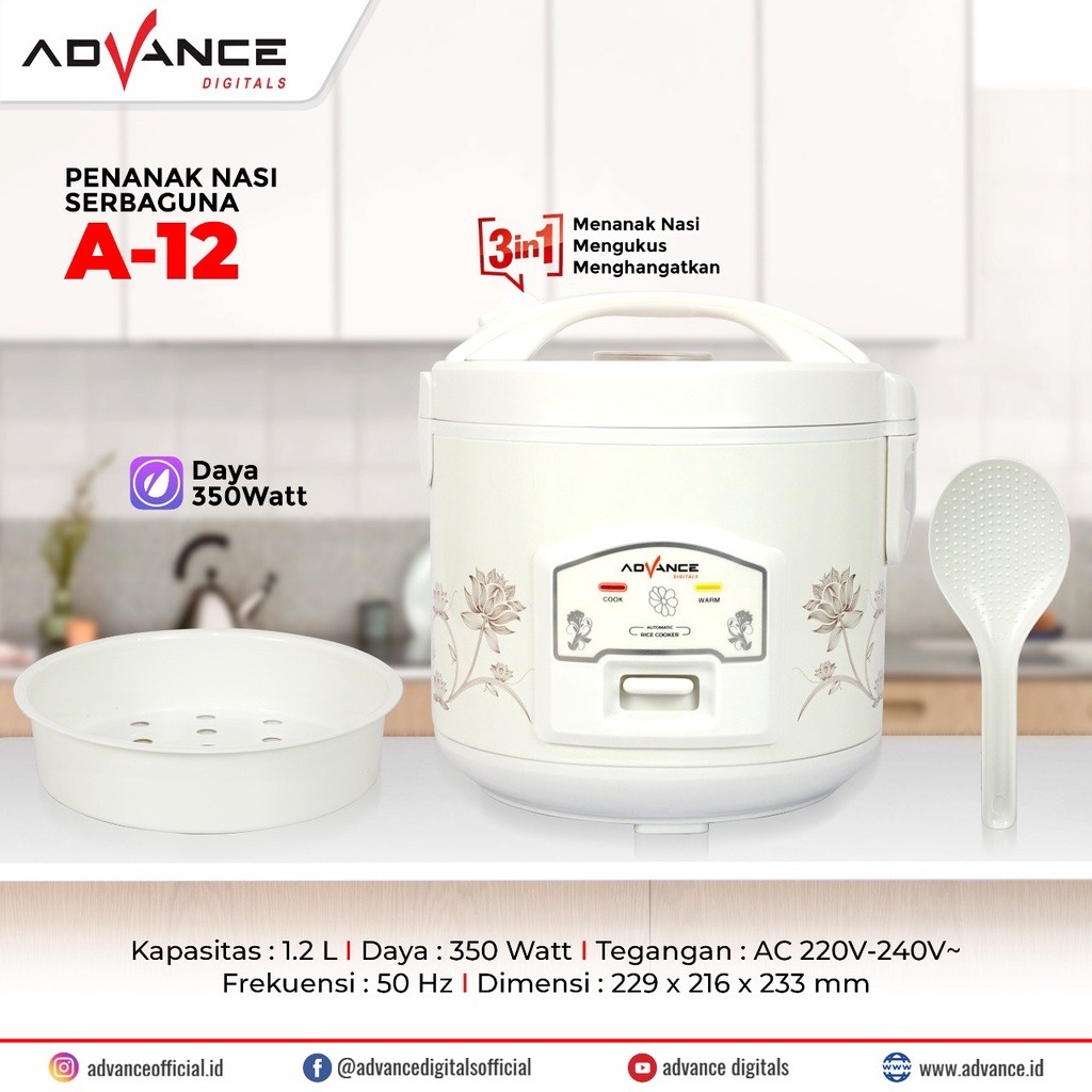 KOTA BATAM - ADVANCE A12 A 12 A13 A 13 rice cooker magic com penanak nasi 1.2 liter