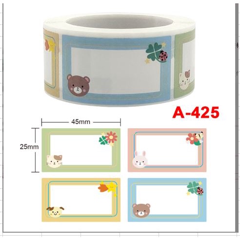 

Label nama tempelan name tag sticker name roll book tulis lucu anak 1 roll 500 pcs karakter warna