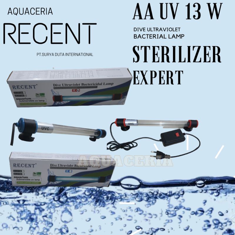 Lampu UV 13 Watt UV Filter aquarium kolam RECENT AA-13W-UV Sterilizer bacteridical lamp