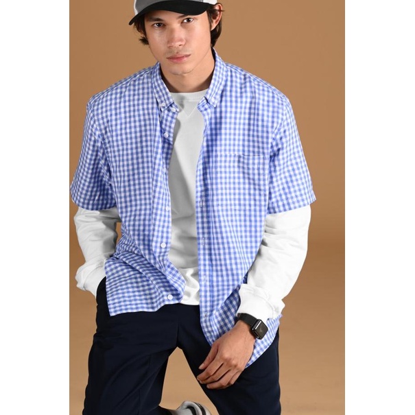 SALE✅KEMEJA PREPP STUDIO GINGHAM SHIRT SS SCOOTER EDITION LIGHT BLUE - S|SQ1