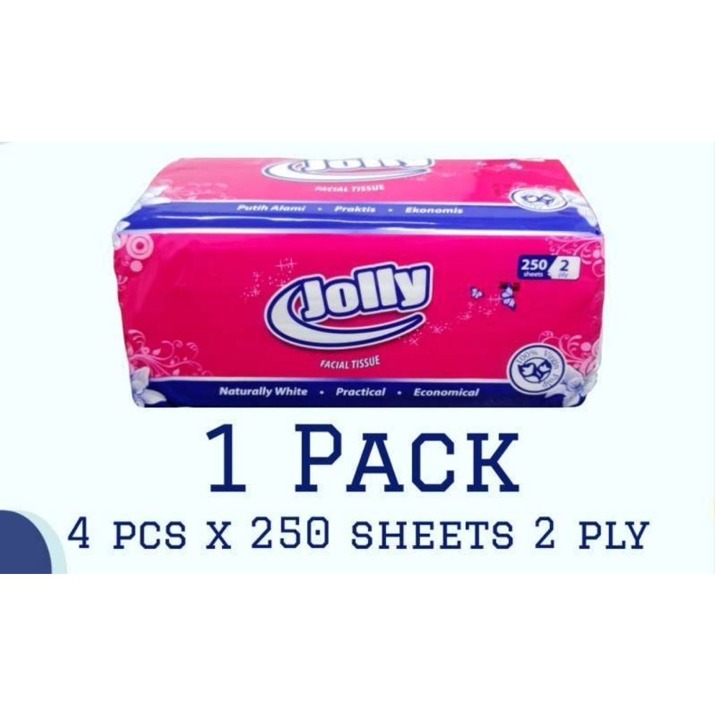 Tisu Jolly 250 sheet 2 ply Tissue Facial Jolly isi 4 pack