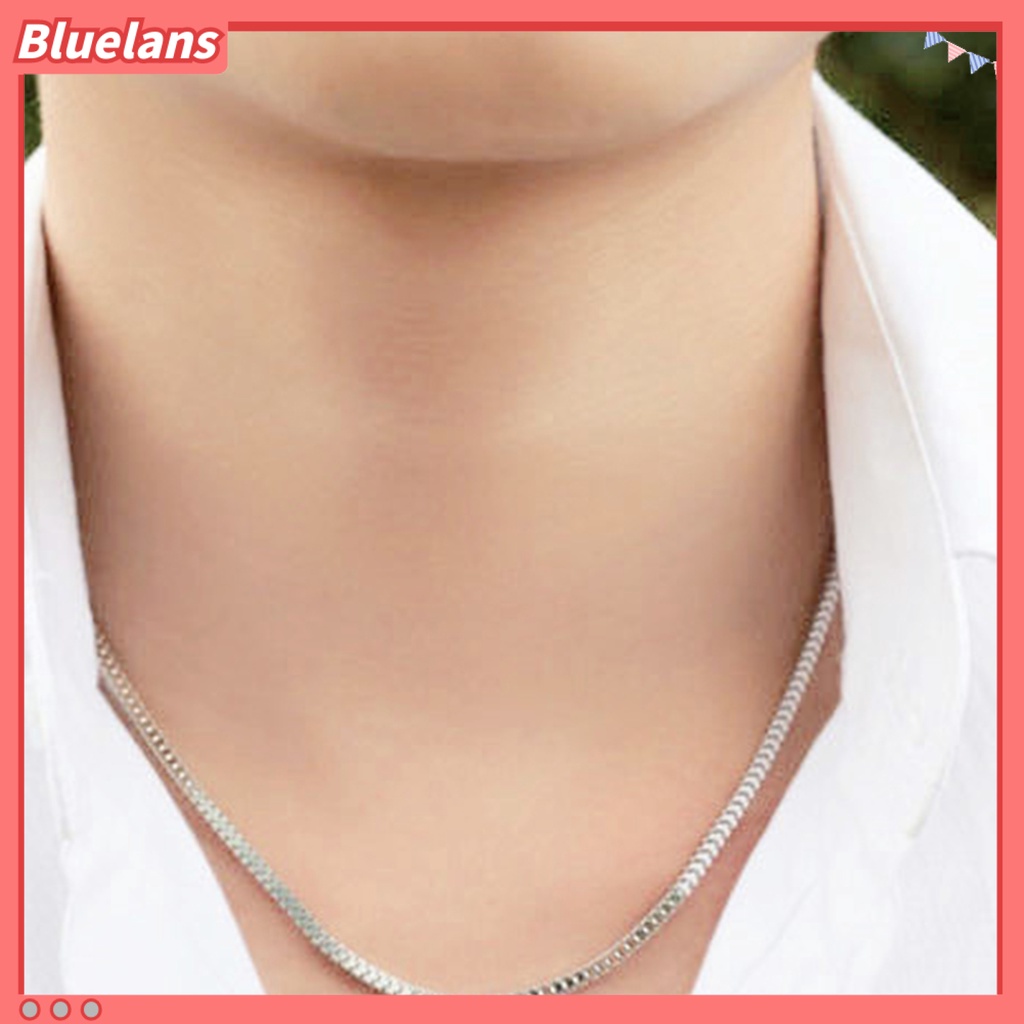 Bluelans Kalung Rantai 925 Sterling Silver 1.4mm 16 / 18 / 20 / 22 / 24inch Untuk Unisex