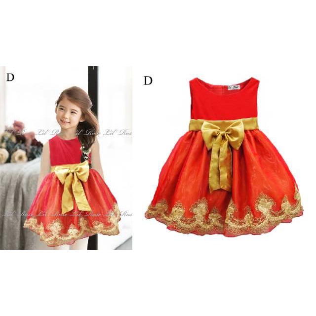 Baju Dress Pesta Anak Perempuan Cewe Lil Rose Gold