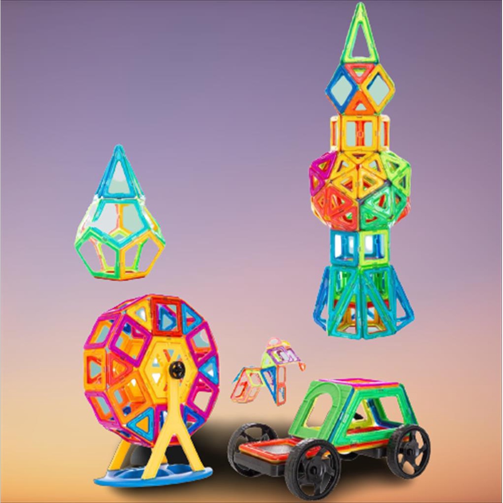 Magnetic Building Block Ferris Wheel 72 pcs Mainan Edukasi Anak