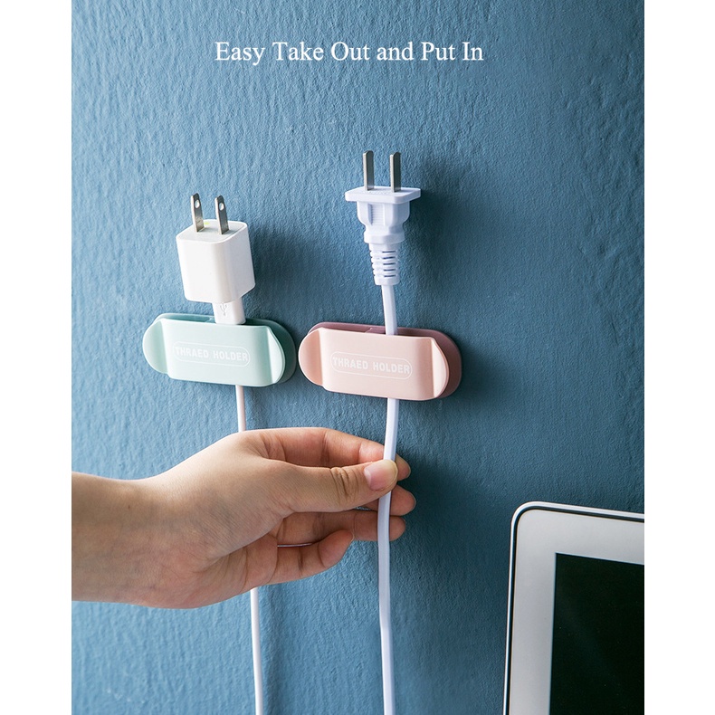 CABLE HOLDER CLIP ORGANIZER GANTUNGAN CANTOLAN KABEL CHARGER STOP KONTAK KLIP LISTRIK HOOK KAIT MEJA HM017 - XOBOX.ID