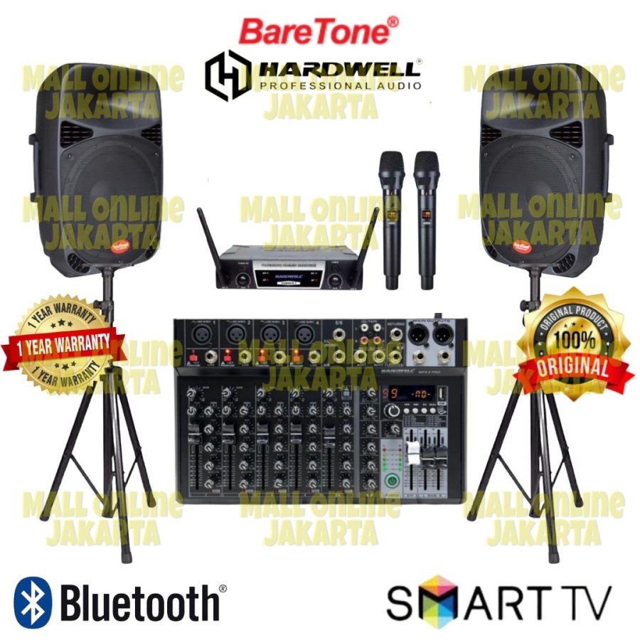 Paket Speaker aktif baretone 15 inch Mixer hardwell mpx6 6 channel