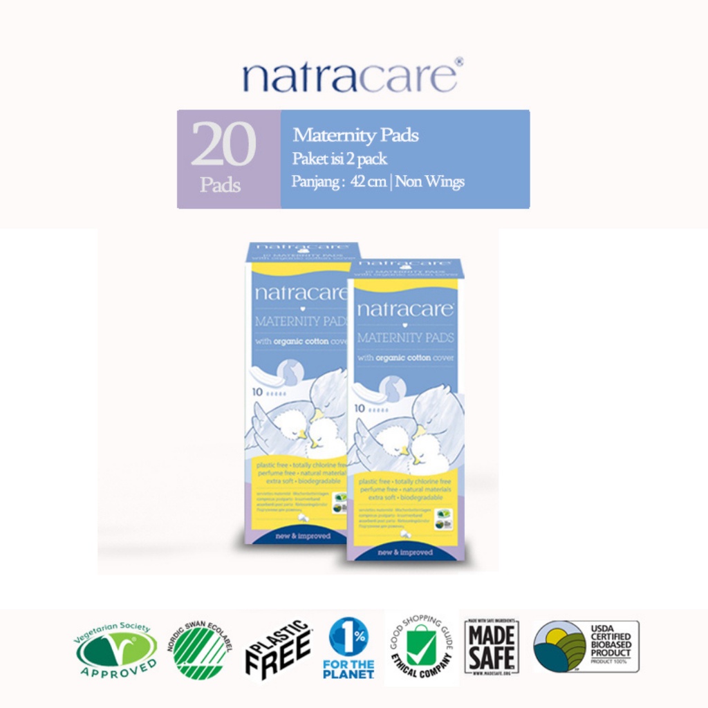 NATRACARE Pembalut Bersalin Maternity Pads Non Wings 10s (2 pack)