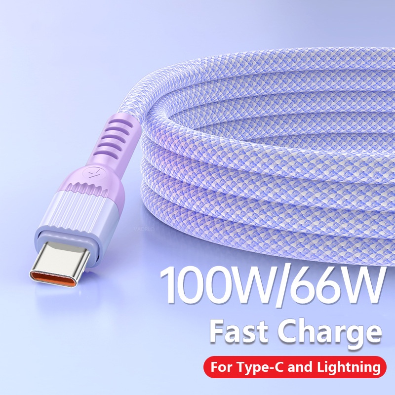 Vaorlo Kabel Data / Charger USB Tipe-C 6A Fast Charging Bahan Nilon