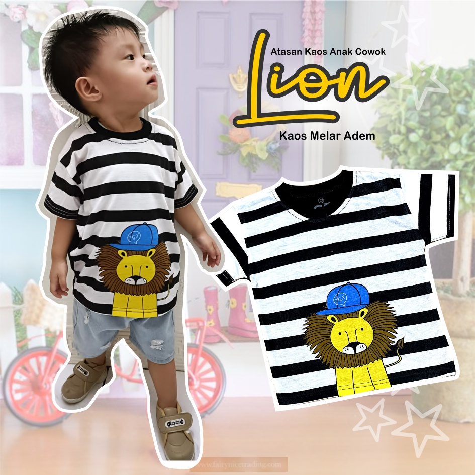 Atasan Kaos Murah Anak Laki-laki Salur Lion CF Kids