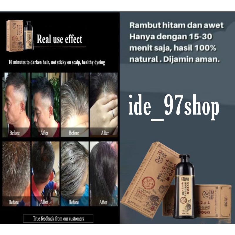 (MOKERU) SHAMPOO pewarna Rambut Hitam alami | Natural black hair color 500ML