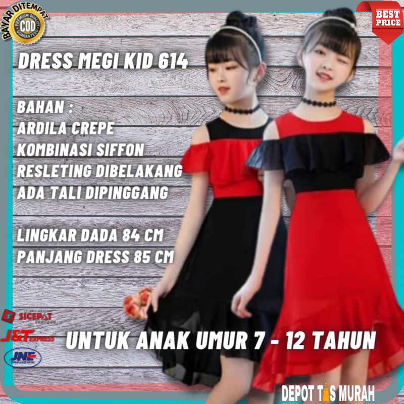 Setelan set Baju Dress gaun megi ardila crep Anak Perempuan Cewek wanita import cewe kekinian acara 