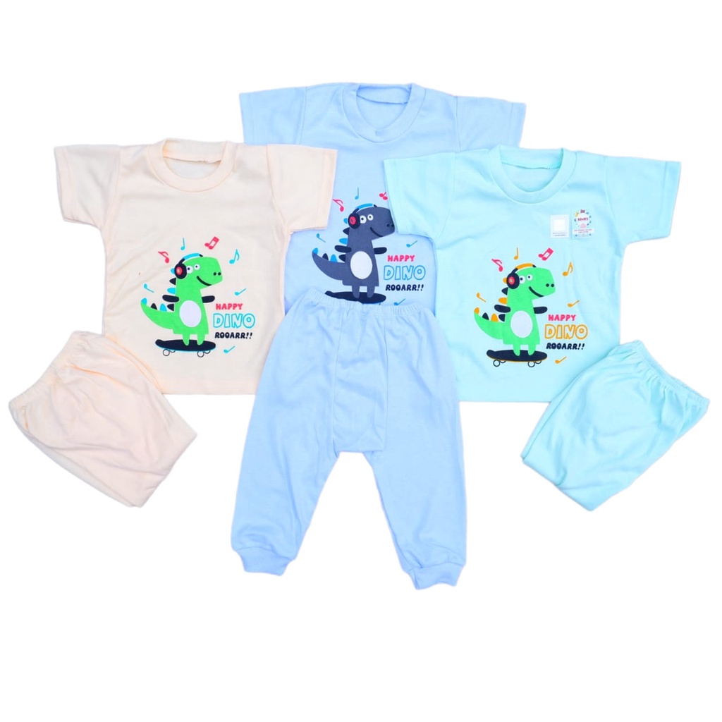 Set Baju Bayi Katun Double Premium Setelan Baju Pendek Celana Panjang Pampers Kiwari