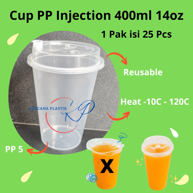 Jual Cup Pp Injection 400ml 14oz L Gelas Plastik Boba Cuplidstopper Isi 25 Pcs Shopee 6731