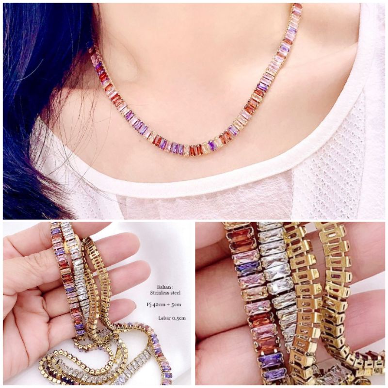 Kalung lapis Silver925 Perak Full mata anti karat anti alergi 928