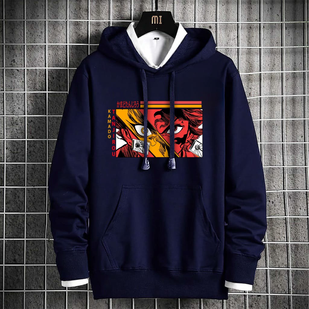 INDOSAN-HOODIE ANIME TANJIROU-HOODIE DISTRO BAHAN FLEECE MOTIF GAMBAR DTF PRINTING-REAL PICT-BISA COD