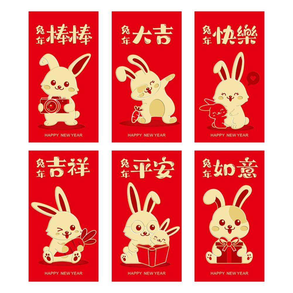 TOP 24pcs Rabbit Red Envelope CNY Spring Festival Birthday Celebration Chinese New Year