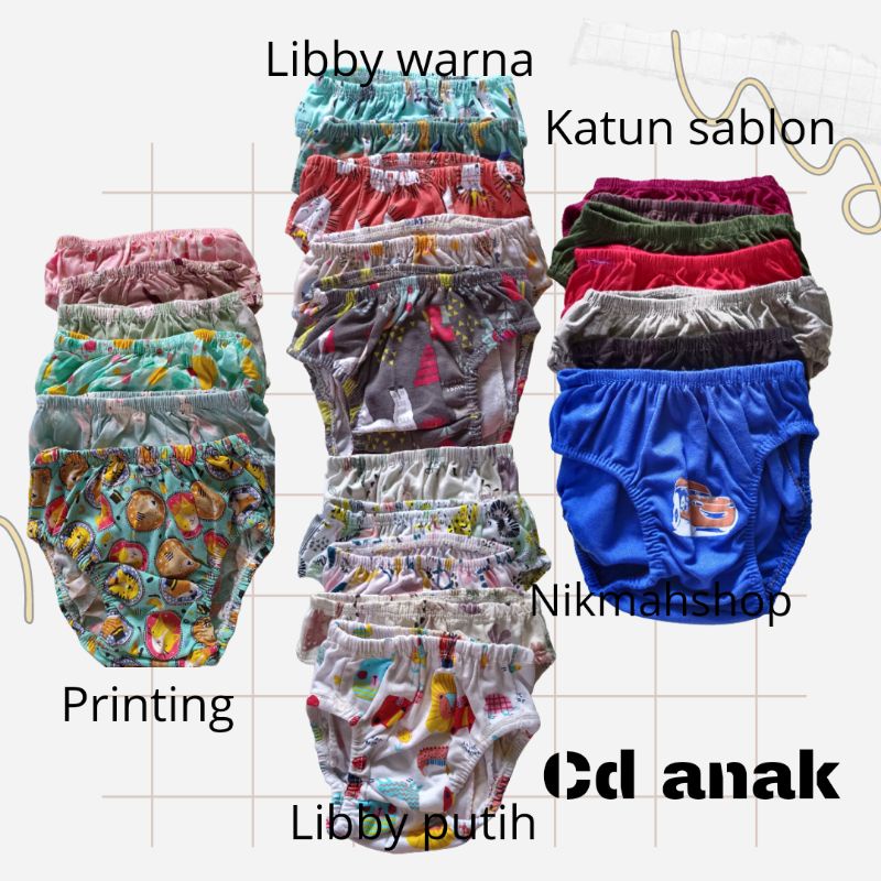 Celana dalam anak perca libby celana dalam velvet cd katun sablon