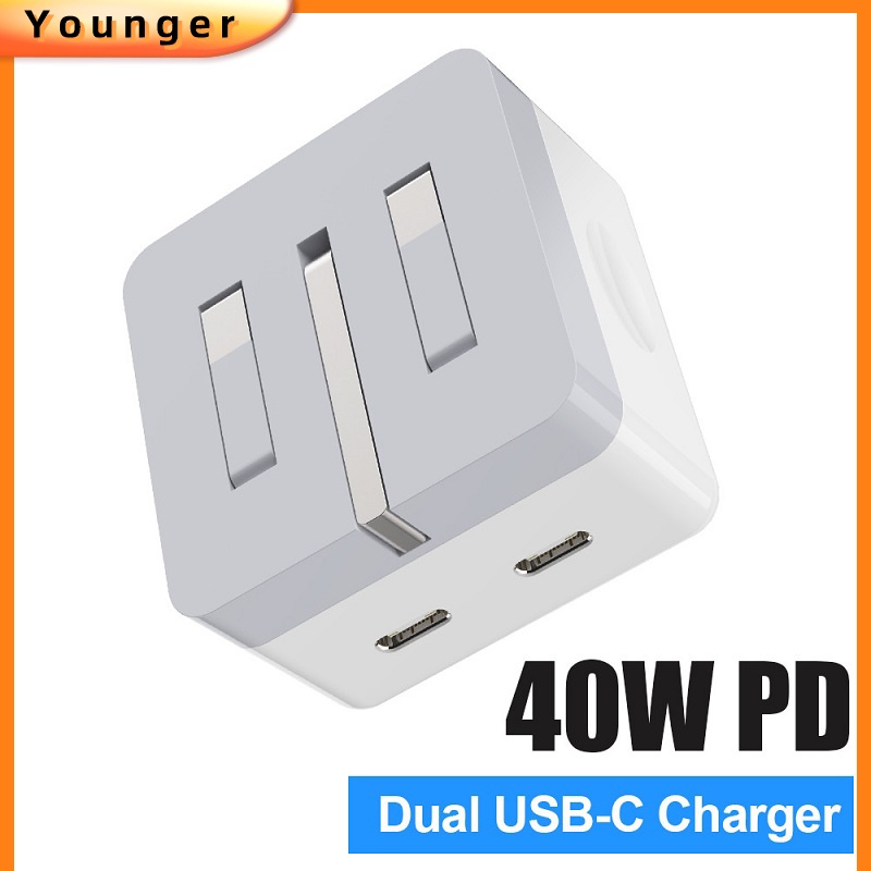 Plug EU US UK 40W PD Dual Port Untuk Apple i-Pad i-Phone 12 13 14 Tipe C 35W 40W