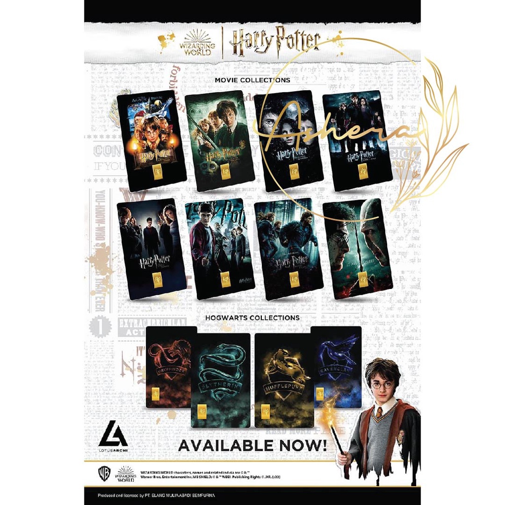 AsheraGold Lotus Archi Harry Potter Movie Edition Logam Mulia LM LA WB