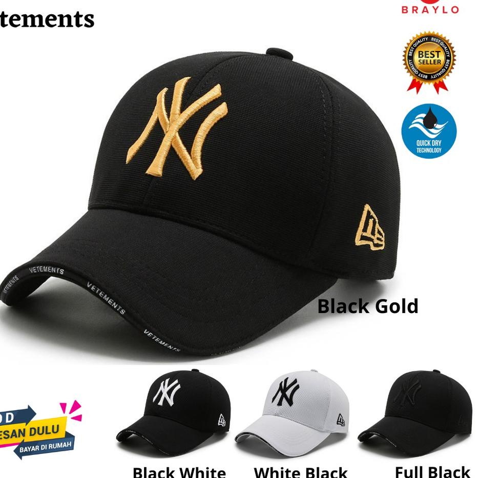 Stok Terbatas Topi Baseball NY VETEMENTS Pria Wanita Fashion Snapback Import Cap New York Gold Origi