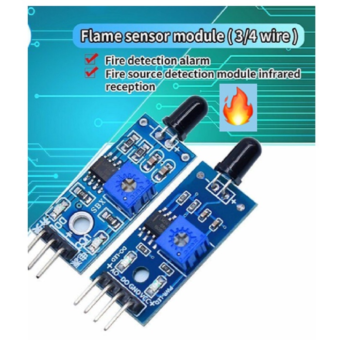 Sensor Modul Pendeteksi Api Kebakaran Flame Detection Detector Fire Infrared IR Receiver Control