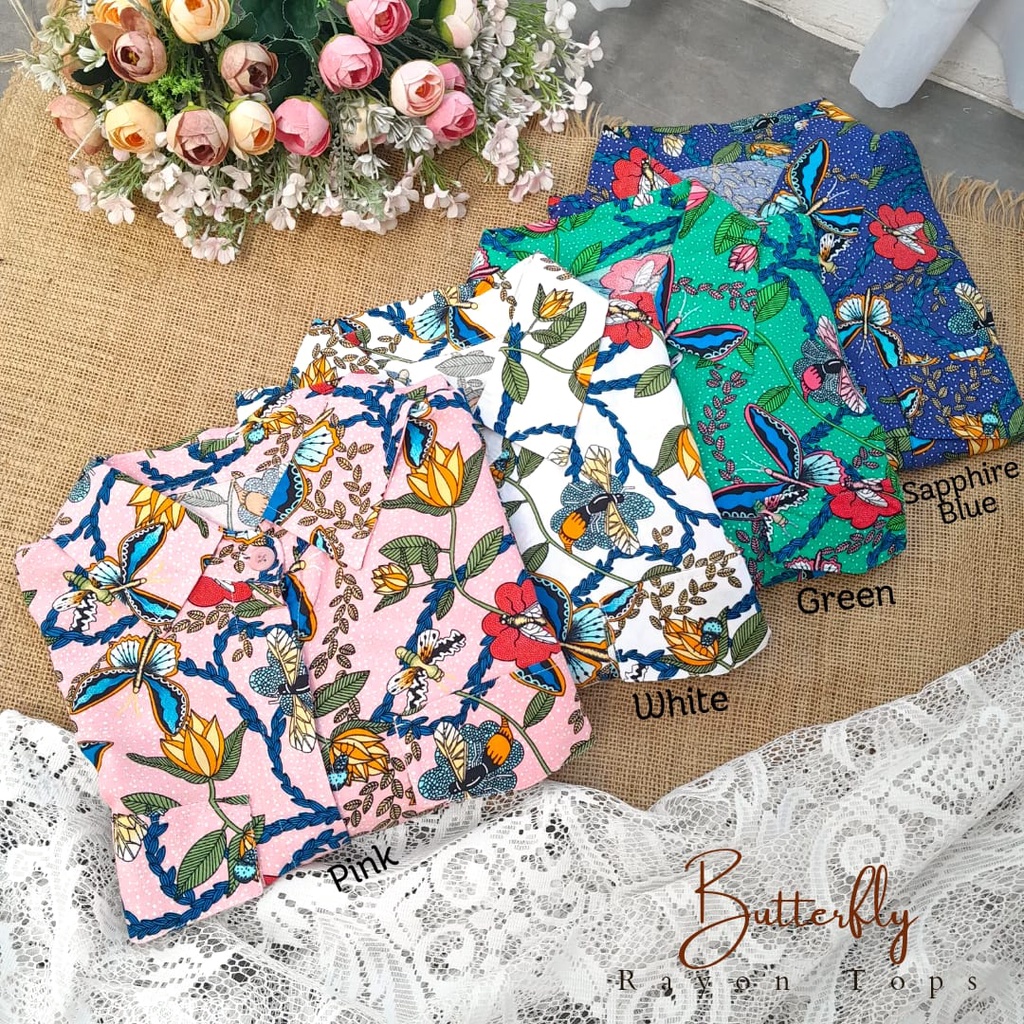 CallieTamami - A 6444 Butterfly Rayon Tops