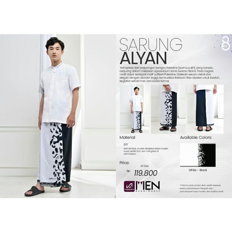 SARUNG ALYAN RABBANI - SARUNG RABBANI PALESTINE - SARUNG PALESTINA RABBANI - SARUNG PUTIH HITAM RABB