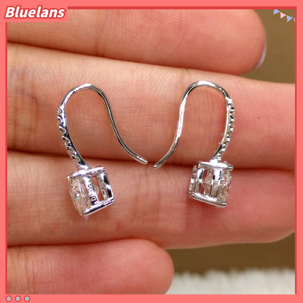 Anting Kait Gantung Wanita Bentuk Bulat Hias Cubic Zirconia Untuk Hadiah Natal