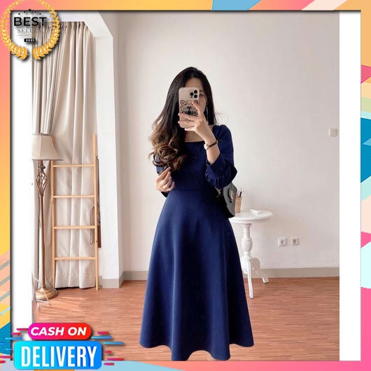 Dres Baju Pesta Natal Cod Jumbo Atasan Wanita Dress Midi Gaun Cewek Korean Style Kondangan Tunik Baj