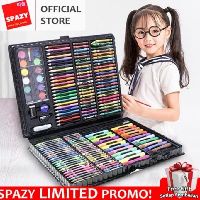 

(COD) Super Mega Art Set 168pcs Spidol Crayon/Set Menggambar Anak