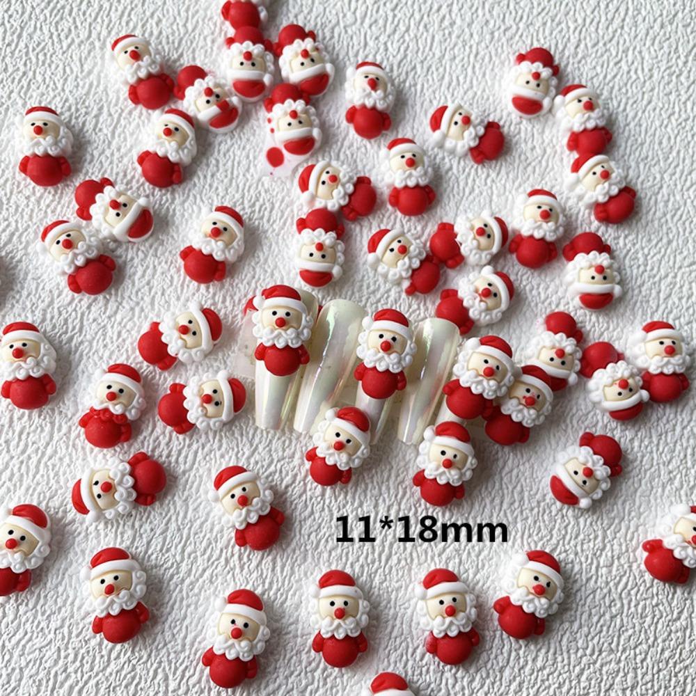 AUGUSTINA Agustina Natal Nail Art Dekorasi DIY Indah Kualitas Tinggi Charms 3D Lucu Kepala Rusa Resin Pohon Natal Aksesoris Kuku