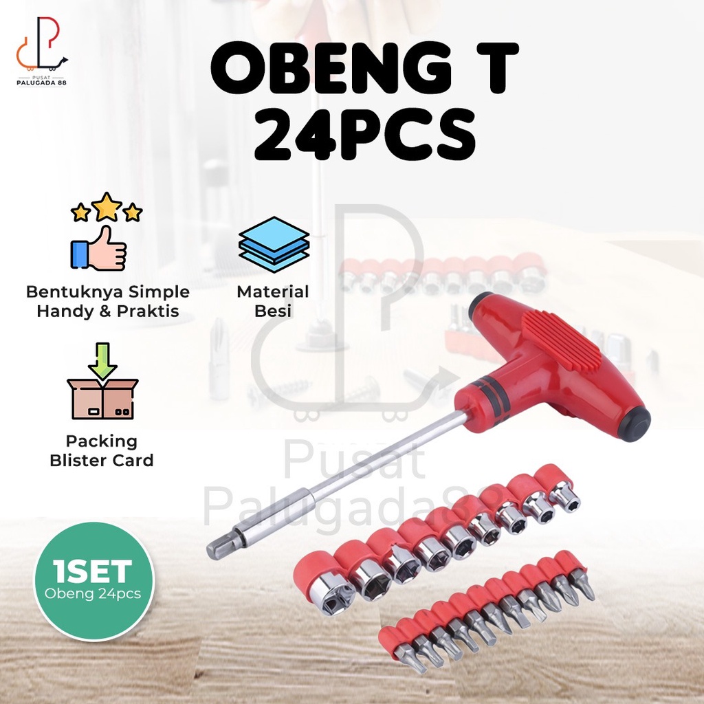 Obeng set Kunci Set 24 in 1 Multifungsi Kunci Shock Obeng Palu T FIVE STAR 24PCS SOCKET &amp; BITOK