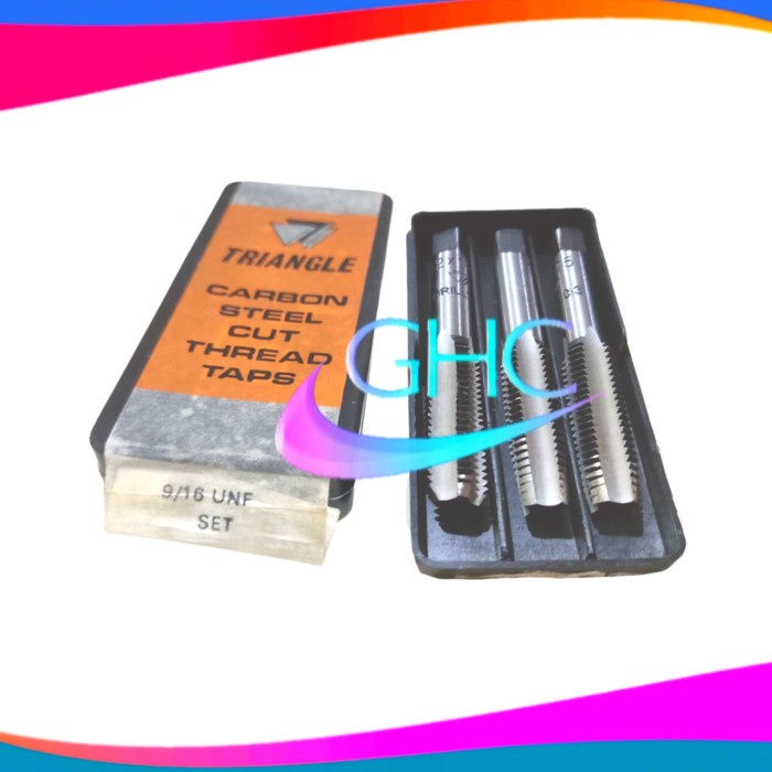 Mata Hand Tap 9/16"18 UNF Triangle Mata Bor Drat Baut Set 3 Pcs